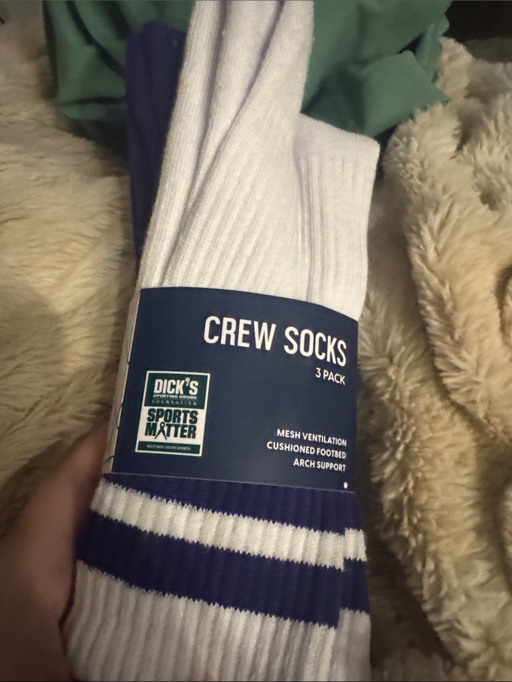 DSG White & purple Striped Crew Socks - 3 Pack